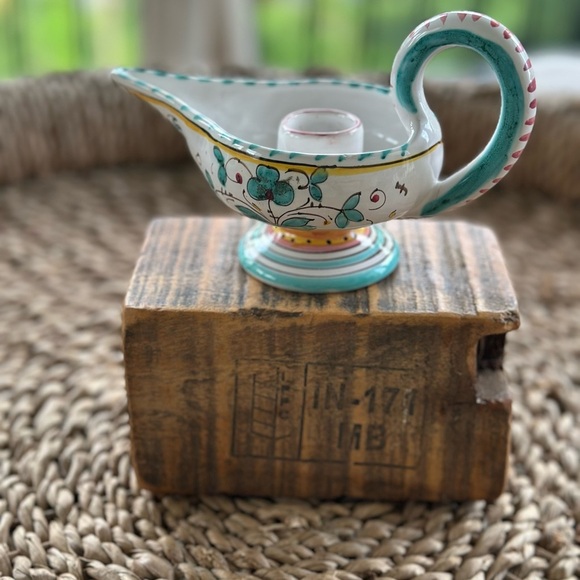 Italian Pottery Aladdin Lamp Candle Holder - Picture 5 of 12